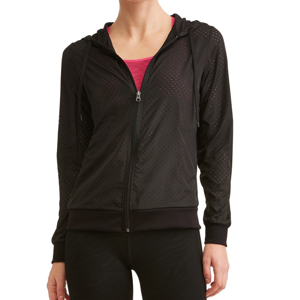 Brandy Melville TNA Breathable windbreaker running jacket black womens